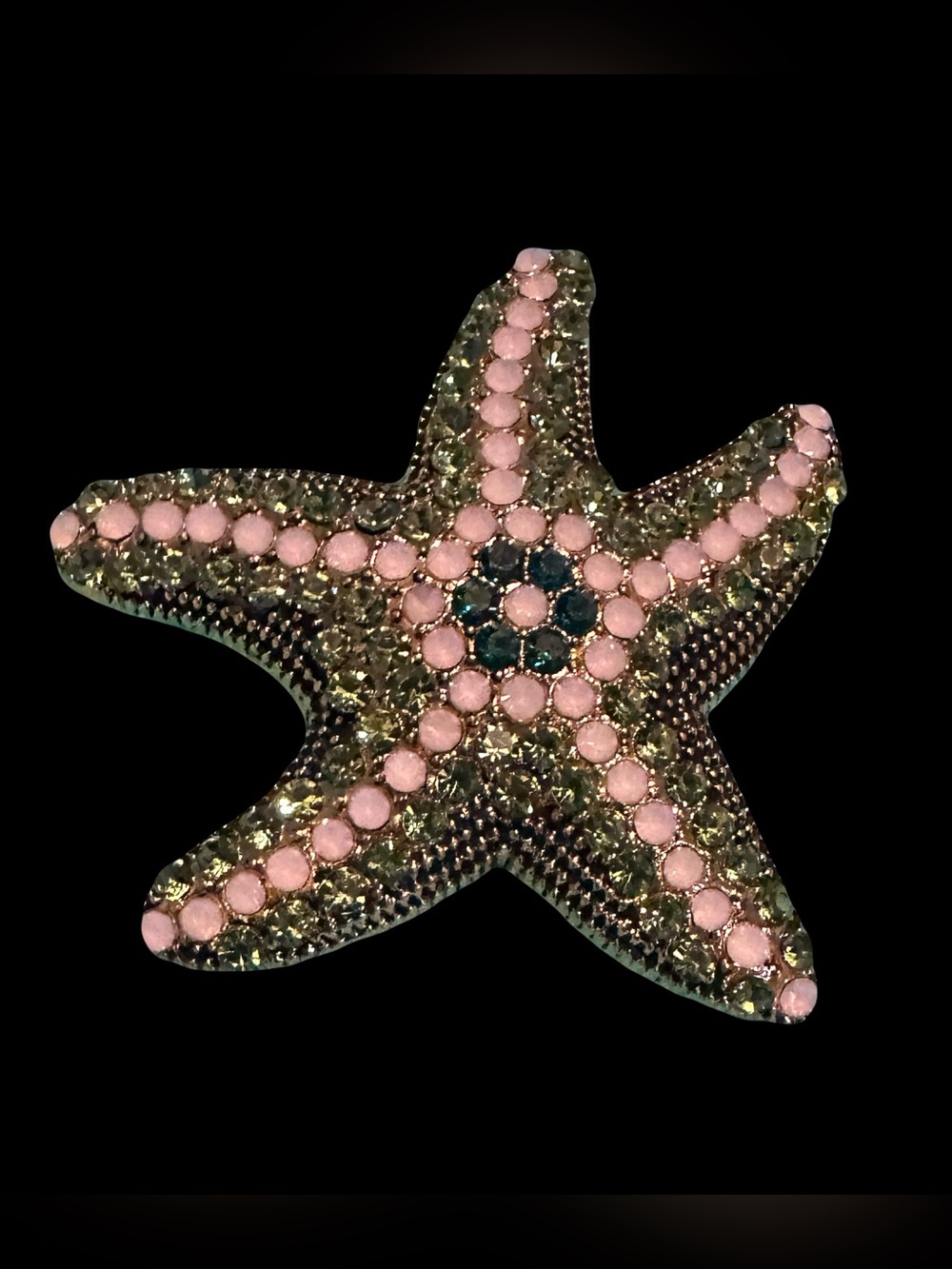 Starfish Crystal Brooch in Pink and Gold